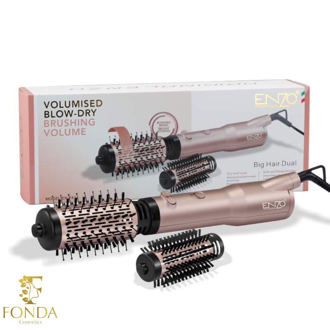 فرشاة تصفيف الشعر المميزة الدوارة ثنائية الاتجاه من إنزو بروفيشنال Enzo Professional Rotating Hair Styling Brush - Fonda Cosmetics