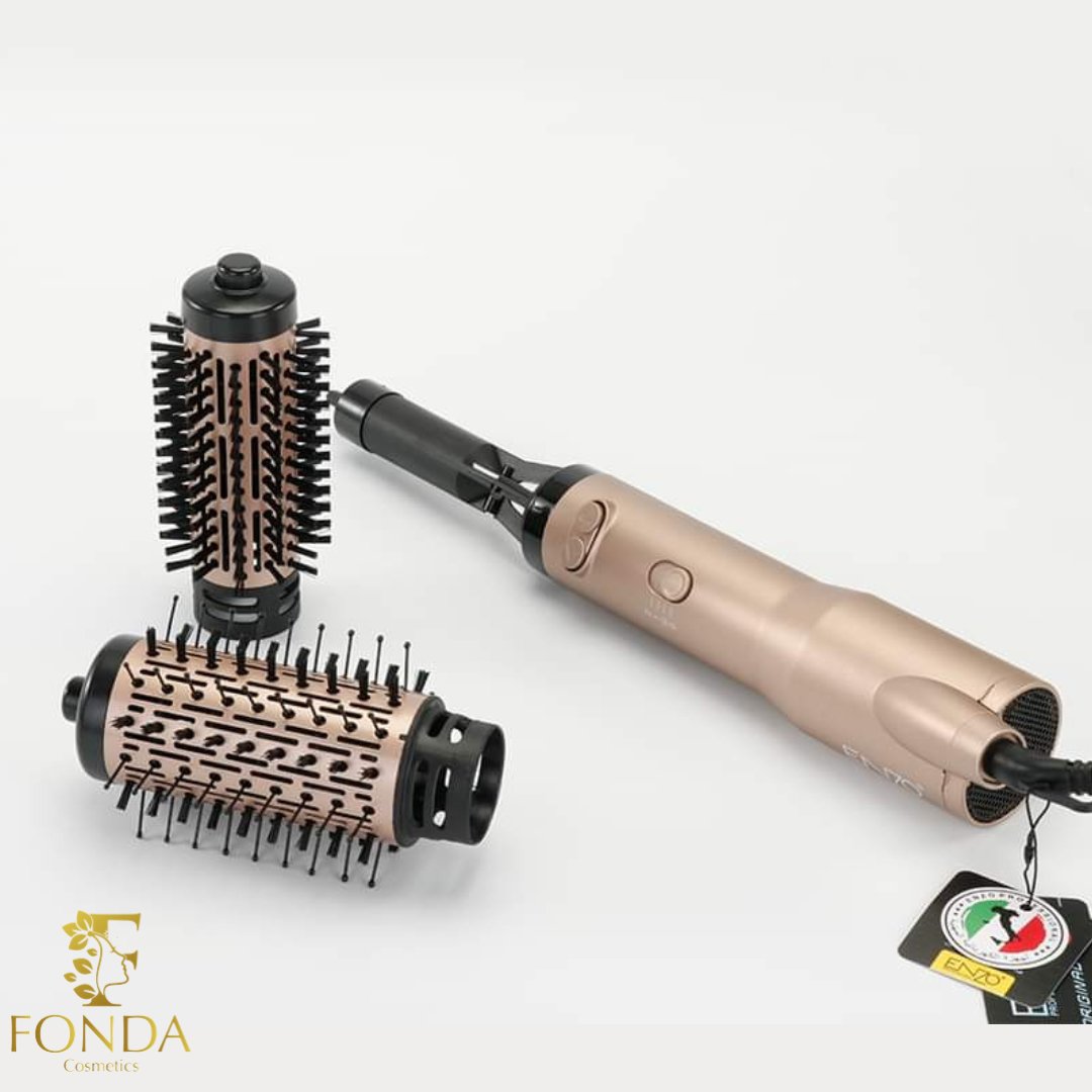 فرشاة تصفيف الشعر المميزة الدوارة ثنائية الاتجاه من إنزو بروفيشنال Enzo Professional Rotating Hair Styling Brush - Fonda Cosmetics