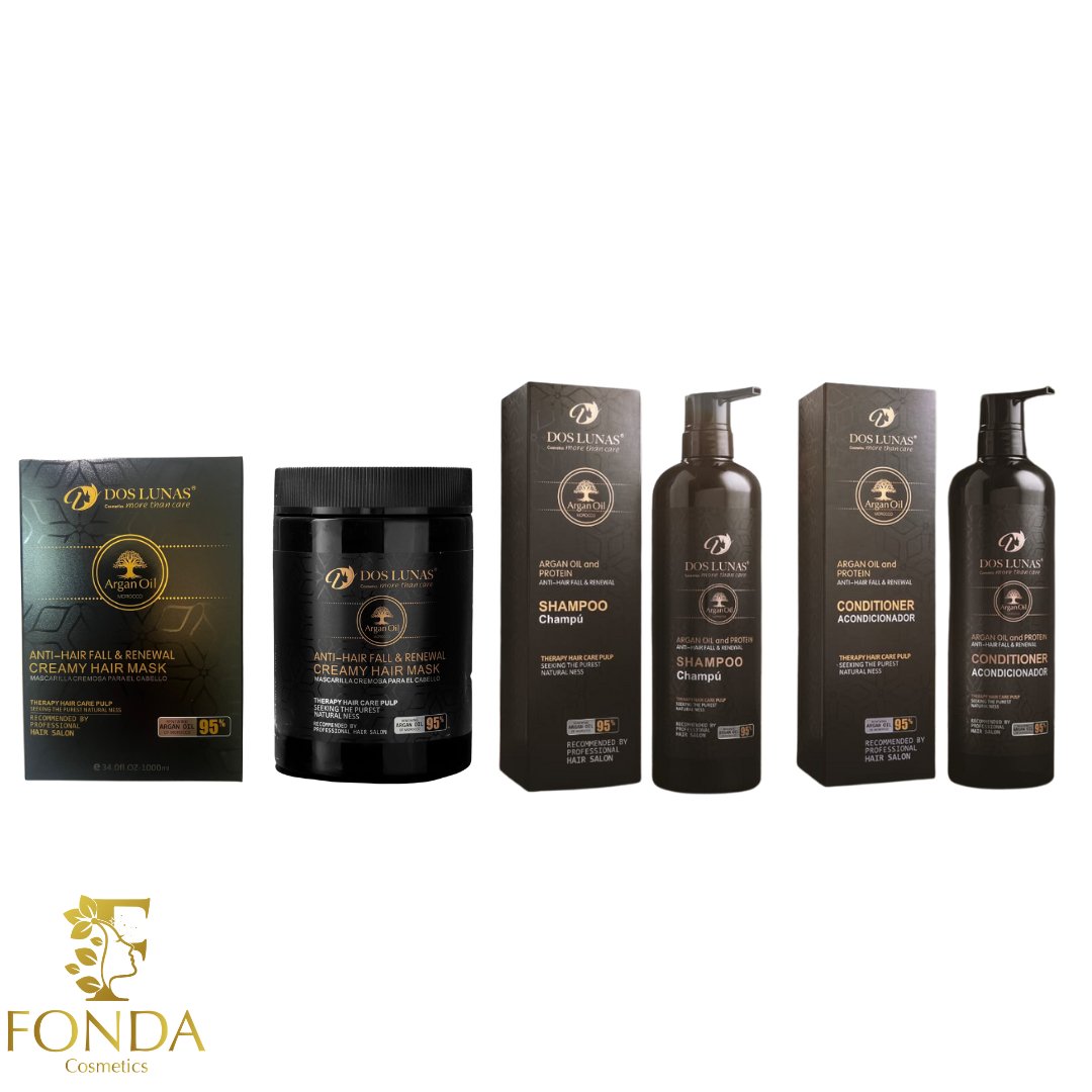 بكج شامبو وبلسم وماسك دوس لوناس بزيت الأرجان DosLunas Argan Oil shampoo, Conditioner & Mask - Fonda Cosmetics