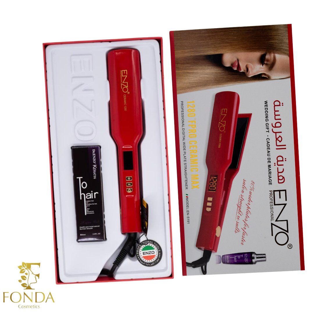 ستريتر إنزو هدية العروسة 1280F Enzo Professional Straightener 1280F - Fonda Cosmetics